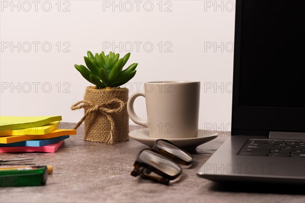 Office desk with laptop