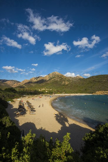 Sandy beach beach and mountains