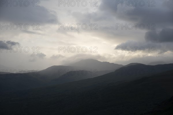 View from Ben Aan with dark cloudy sky