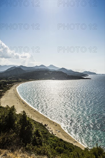 Sandy beach beach and mountains