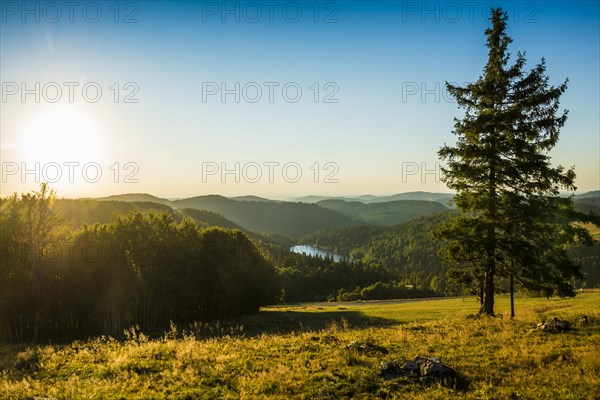 Mountain lake and hills