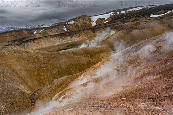 Steaming hot springs