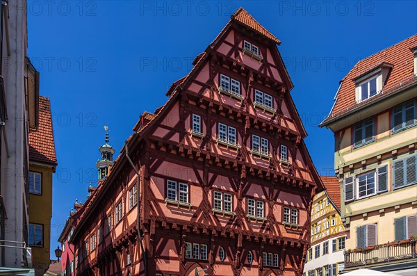 Gable of the half-timbered rear of the 15th-century Old Town Hall on Rathausplatz Esslingen am Neckar