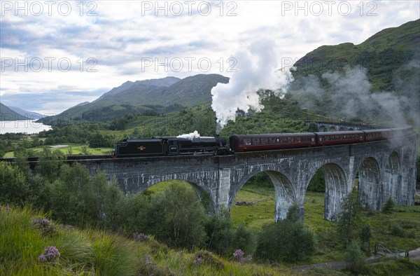 Glenfinnan Viaduct with Steam Locomotive