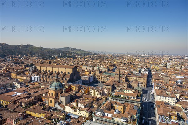 View from the Asinelli Tower of the Basilica San Petronio and Santa Maria della Vita