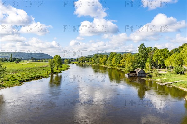 View of the river Weser from the Glacisbruecke towards Porta Westfalica