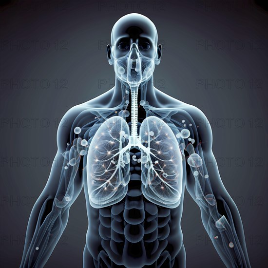 Transparent human with view of lungs