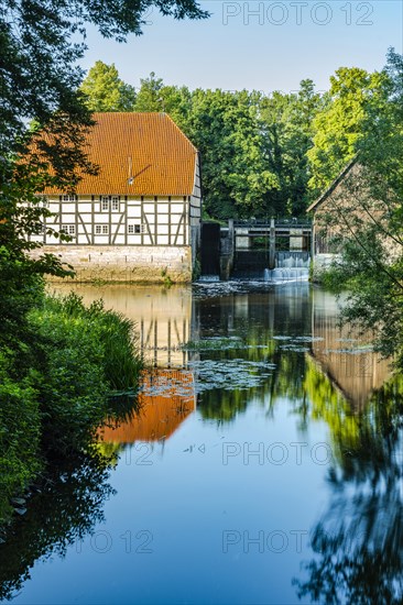 The Castle Mill of Rheda Castle on the Ems in Rheda-Wiedenbrueck