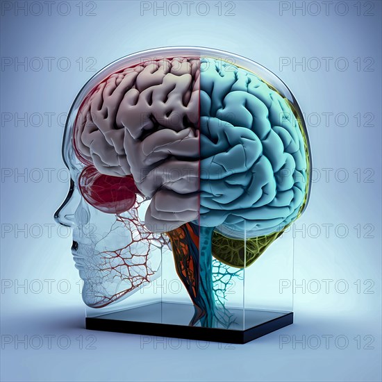 Icon image of human transparent head with brain and dementia