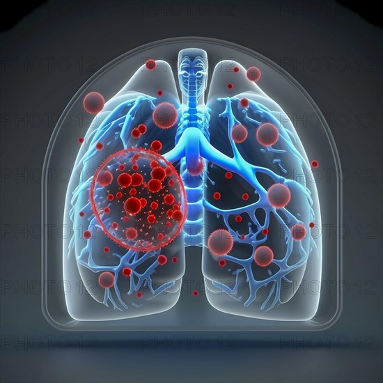 Transparent human with view of lungs