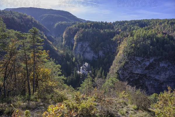 View down to the former hermitage and place of pilgrimage