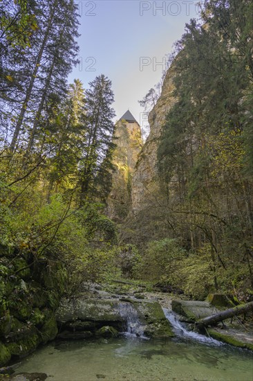 The hermitage and place of pilgrimage San Romedio lies on a mighty rocky spur