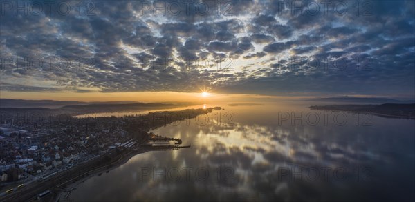 Lake Constance reflected in the morning sky with sunrise