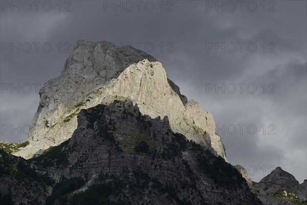 Sunspot on a peak of the Albanian Alps in Valbona National Park