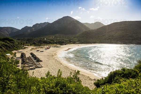 Sandy beach beach and mountains