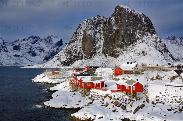 Red wooden houses and rugged