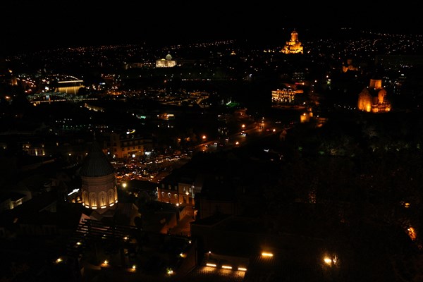 Night panoramic view of Tbilisi in Georgia