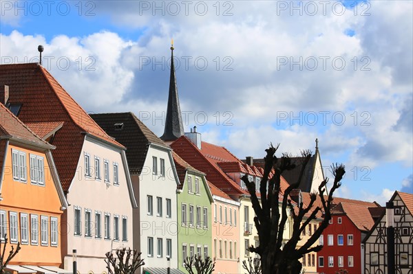 The historic old town of Bad Neustadt an der Saale with a view of the market square. Bad Neustadt an der Saale