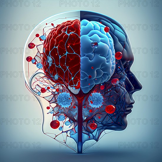 Icon image of human transparent head with brain and dementia