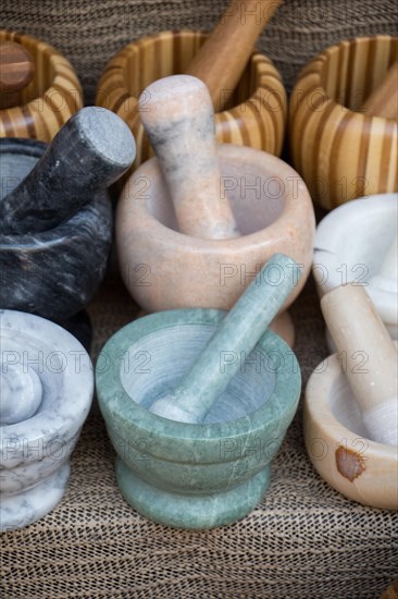 Wooden mortars and pestles as a traditional kitchenware