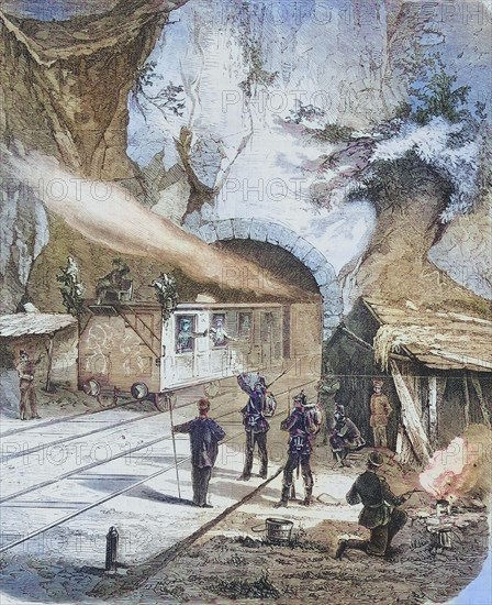 Guarding the railway tunnel at Saarburg by Prussian troops
