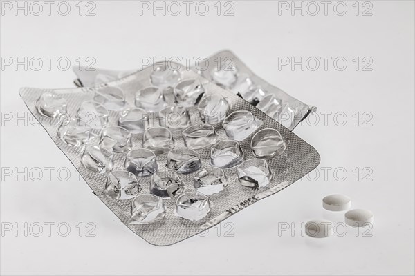 Empty medicine packaging for tablets