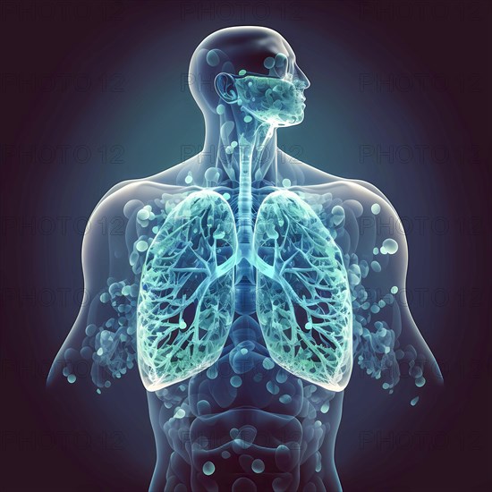 Transparent human with view of lungs