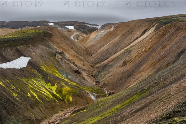 Small river between colourful rhyolite mountains