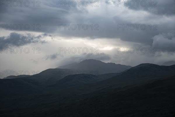 View from Ben Aan with dark cloudy sky