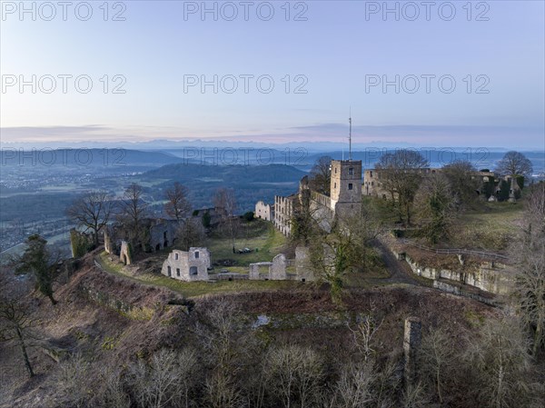 The Hohentwiel castle ruins at dawn