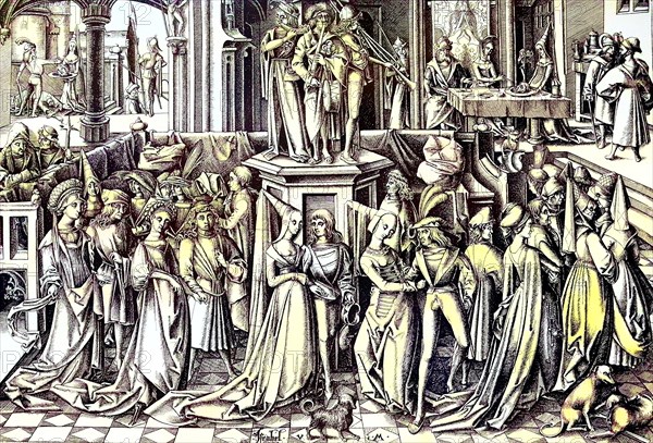 Dance party in a German princely court society in the 15th century