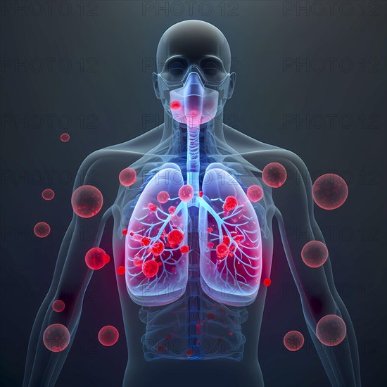 Transparent human with view of lungs