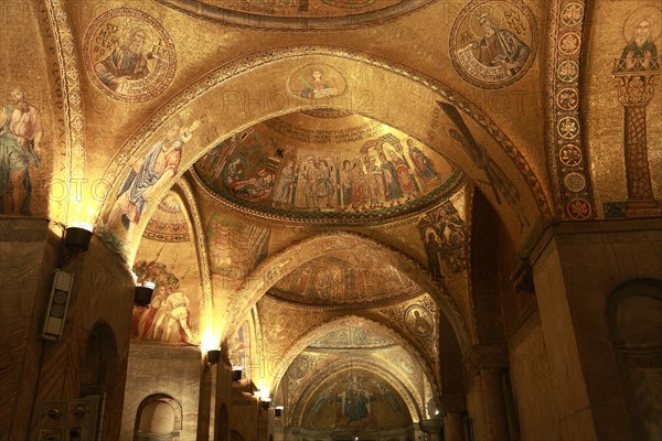 Porch with gilded mosaics and Old Testament themes