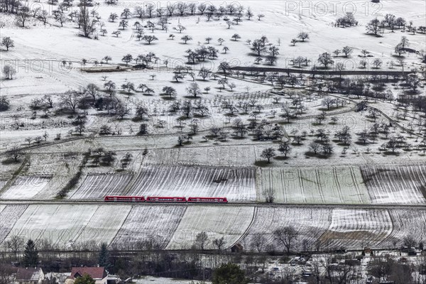 Landscape in winter on the ridge of the Swabian Alb