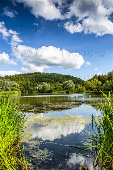 Eicherscheid flood retention basin on the River Erft near Bad Muenstereifel