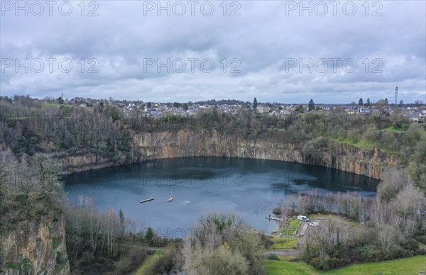 Aerial view of the lake in the former quarry of Fougeres