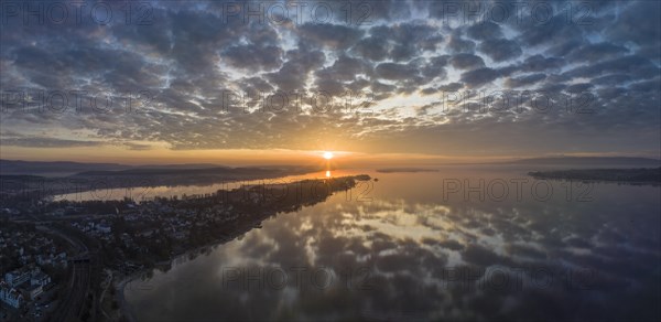 Lake Constance reflected in the morning sky with sunrise