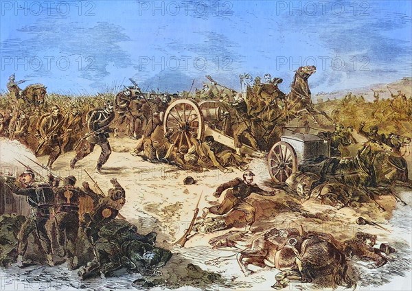 Conquest of French guns by the Badenian infantry in the battles of Allkirch near Strasbourg