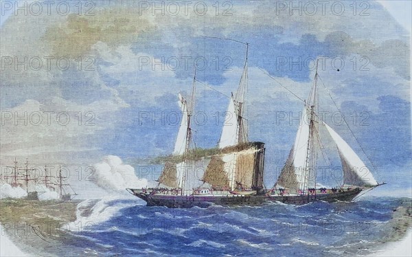 The German yacht Cricket at the beginning of the battle with Hiddensee