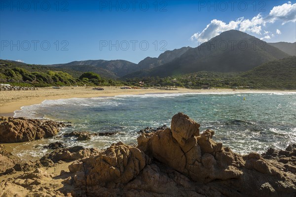 Sandy beach beach and mountains