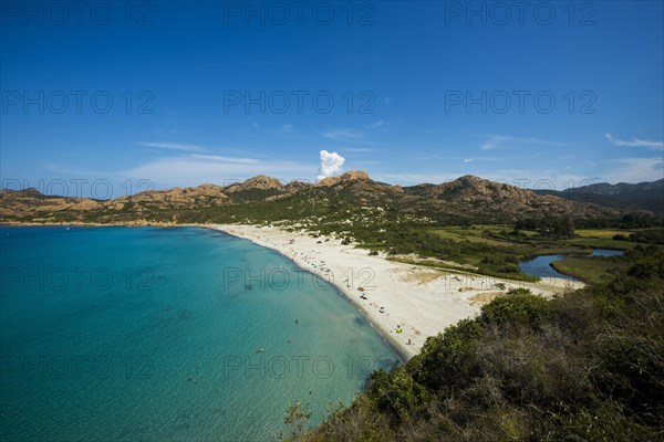 Sandy beach beach and mountains