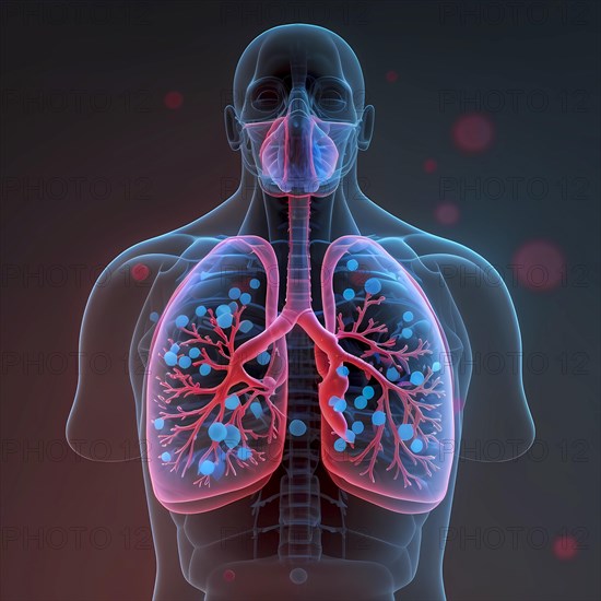 Transparent human with view of lungs