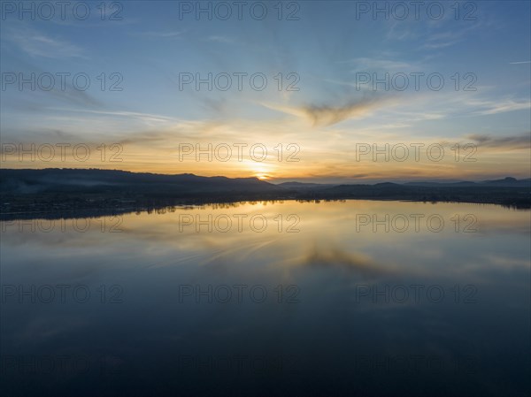 Lake Constance reflected in the evening sky at sunset