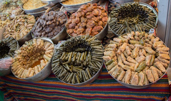 Stuffed grape leaves in Turkish style cooking