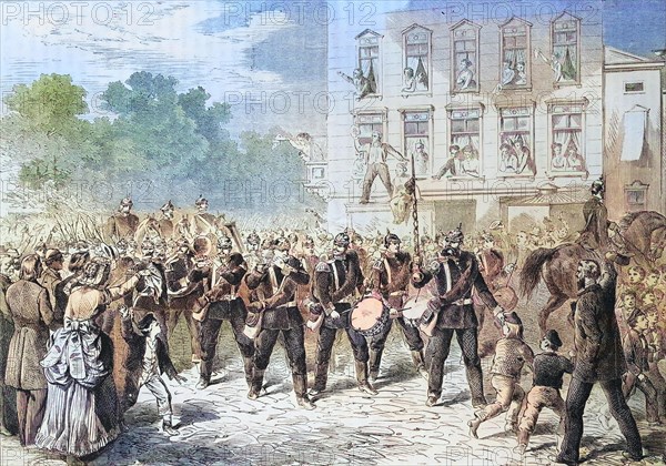 Departure of the emperor Alexander Guards Grenadiers Regiment from Berlin