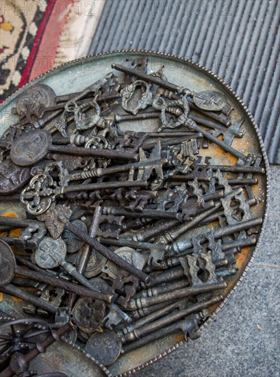 Set of retro styled dark golden color keys