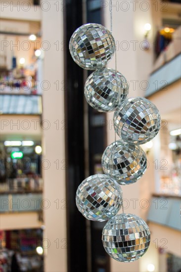 Disco balls with mirror pieces for dancing in a disco club