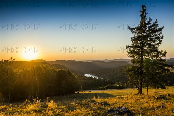 Mountain lake and hills