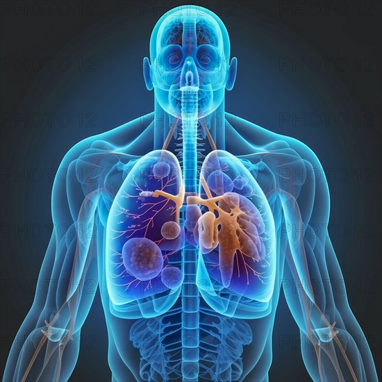 Transparent human with view of lungs