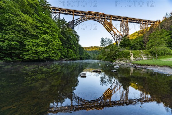 The Muengsten Bridge over the river Wupper during restoration